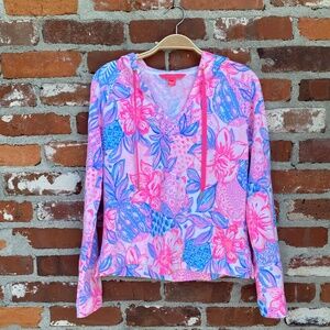 Lilly Pulitzer Kiawah Cropped Hoodie Pink Isle Snappy Turtle‎ XS